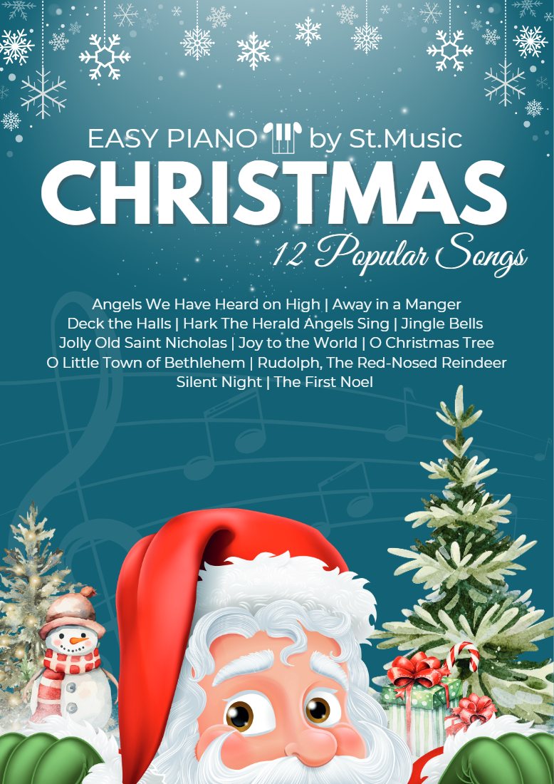 ปกหนังสือโน้ตเปียโน หนังสือ 12 Easy Piano Christmas Songs
