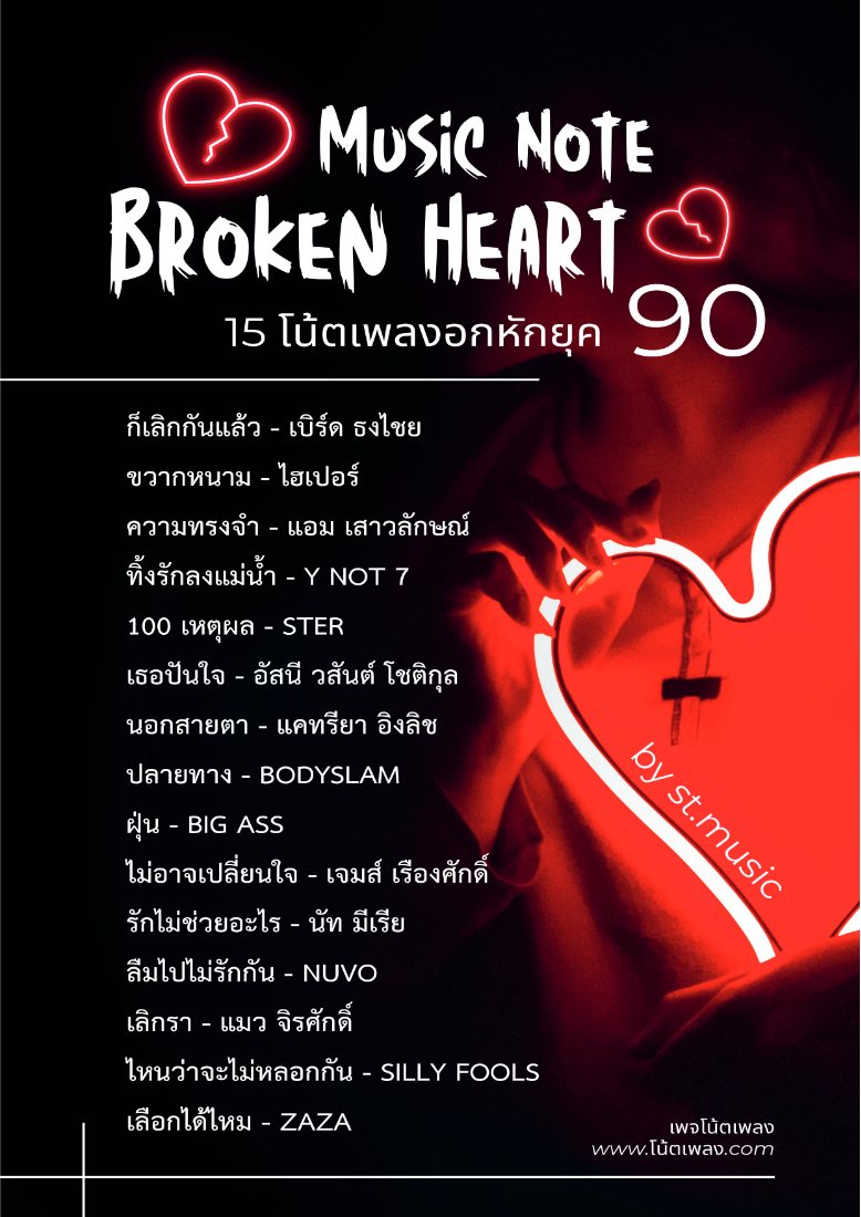 Piano book cover: Thai Heartbreak Songs of the 90s